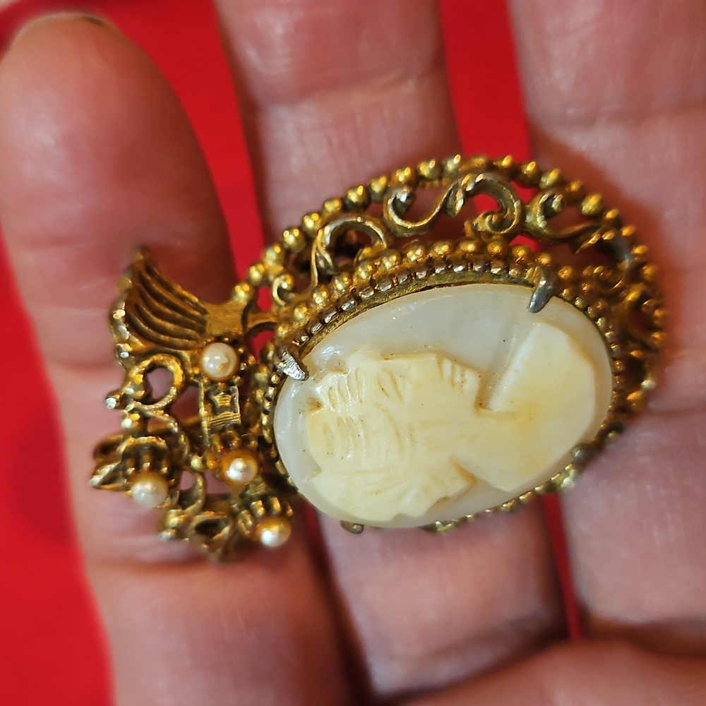 Vintage Florenza Real Cameo Brooch/Pendent - Picture 5 of 9